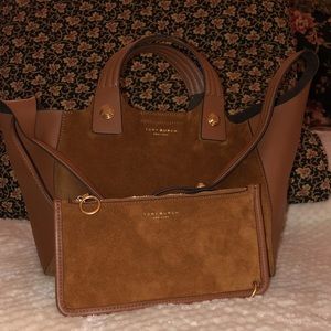Tory Burch Suede & Leather Soft Tote